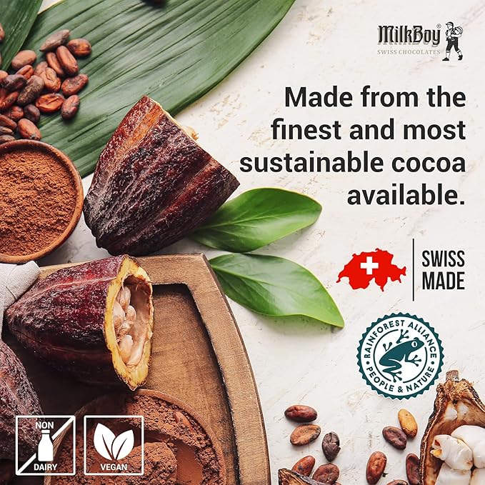Milkboy Swiss Chocolates 72% Dark Chocolates Variety Pack - Chocolate Bars - Crafted in Switzerland - All Natural Sustainably Farmed Cocoa - Gluten &amp GMO Free Vegan - 3 oz (Pack of 5)