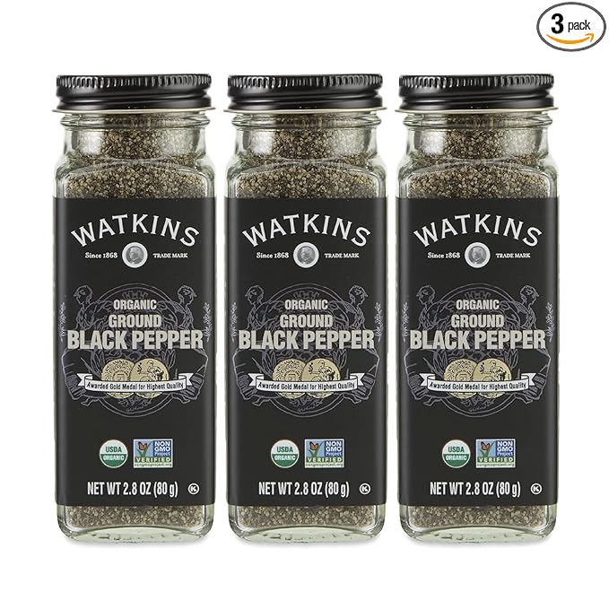 Watkins Gourmet Organic Spice Jar Ground Black Pepper 2.8 Ounce (Pack of 3)