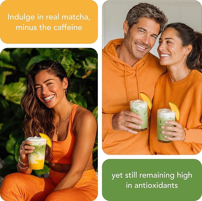 Caff Off Decaf Mango Matcha Green Tea Powder From Japan – 1.06 oz / 30 g – Ceremonial Grade &amp Sugar-Free - No Fillers or Milk Powders – Naturally Decaffeinated Without Chemicals – Tested for Heavy