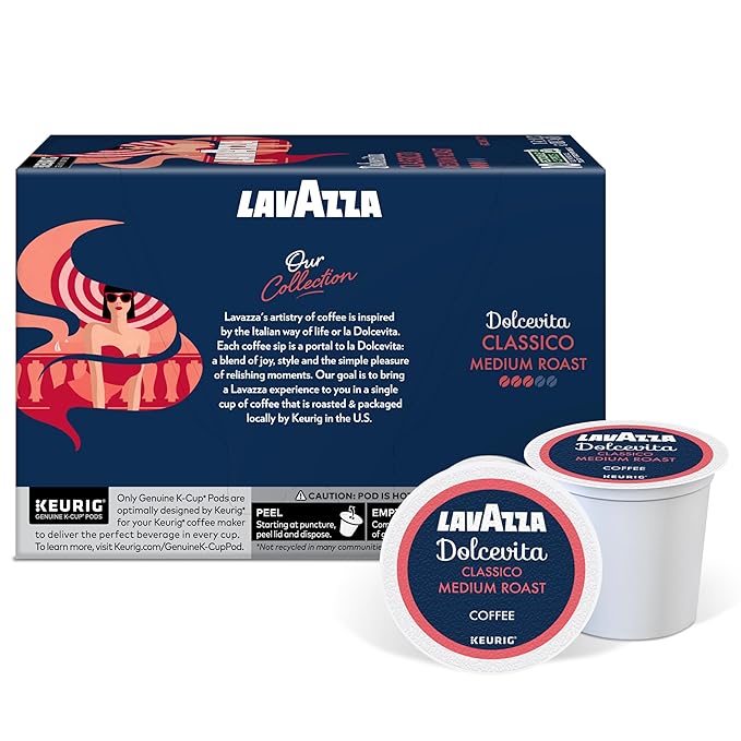 Lavazza Classico Medium Roast Coffee Keurig K-Cups 60 Count 10 Count (Pack of 6)