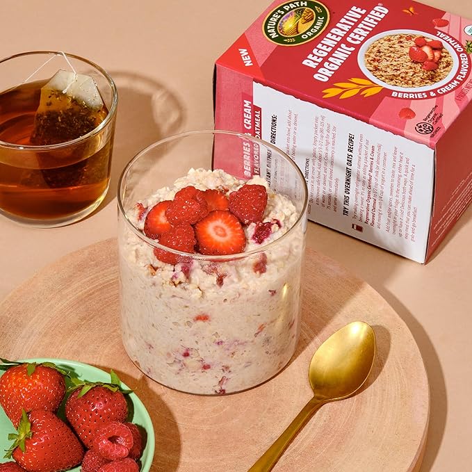 Nature's Path Organic Regenerative Organic Certified Berries &amp Cream Instant Oatmeal 8 oz (Pack of 6) Non-GMO