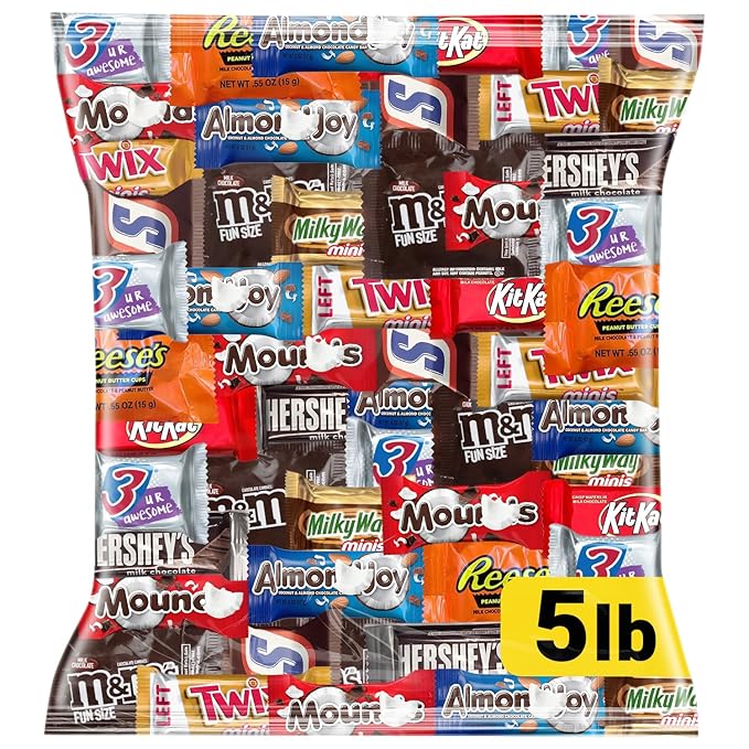 Easter Chocolate Assorted Bulk Candy Variety Pack 5lb – Mini Chocolate Bars Milk &amp Dark Chocolate Mix Individually Wrapped Easter Candy for Baskets Egg Hunts Party Favors and Treat Bags