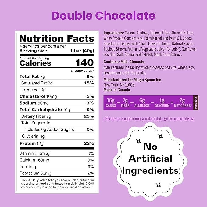 Magic Spoon Treats - 16 High Protein Bars Double Chocolate - High Protein Gluten Free Snack - Sugar &amp Gluten Free Protein Cereal Bar - Low Carb Keto Friendly - Healthy Snacks for Adults