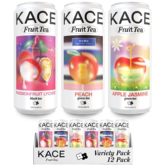 Premium Tea Variety Pack – 3 Flavors: Green Tea with Peach Black Tea with Passion fruit &amp Lychee Jasmine Tea with Apple &amp Honey – Crisp Uplifting &amp Nostalgic Drinks - 12-Pack of 320ml C