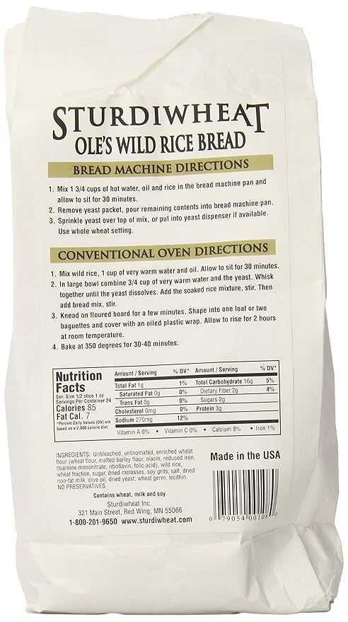 Sturdiwheat Bread Mix Wild Rice 22-Ounce (Pack of 4)