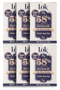 Lok Dark Chocolate Bar 58% Cacao | Sugar-Free Fair Trade Kosher Gluten Free Vegan Bean-to-Bar Lök | 3.0 Ounce 6 Pack