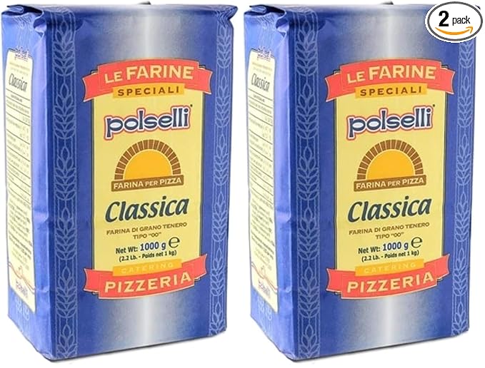 POLSELLI Classica Type 00 Double Zero Flour All Natural for Pizza Bread Pasta and Baking 1 kg (2.2 lbs) (Pack of 2)