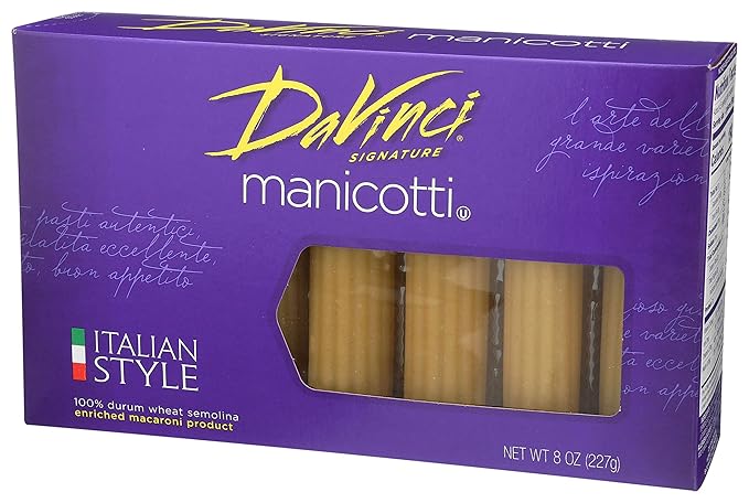 DaVinci Signature Cannelloni-Manicotti Pasta 8 Ounce Resealable Bags (Pack of 12)