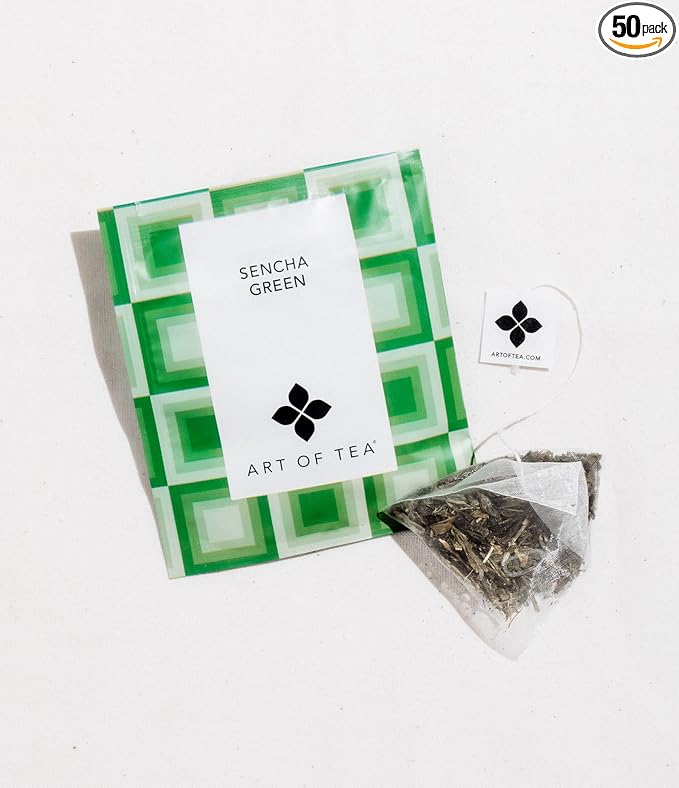 Art of Tea | Organic Sencha Green Tea Bags | 50 Pyramid Tea Bag Sachets