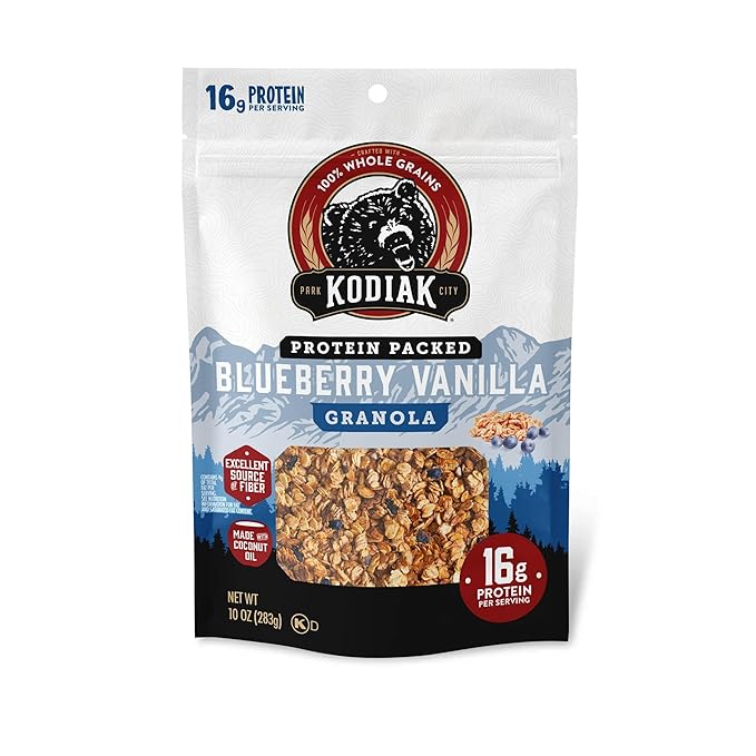 Kodiak Cakes Granola Blueberry Vanilla High Protein 100% Whole Grains (Pack of 5 pouches)