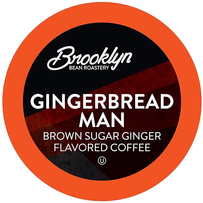 Brooklyn Beans Gingerbread Man Coffee Pods - Compatible with Keurig K Cup Brewers Including 2.0 Machines 40 Count Festive Gingerbread Flavored Coffee