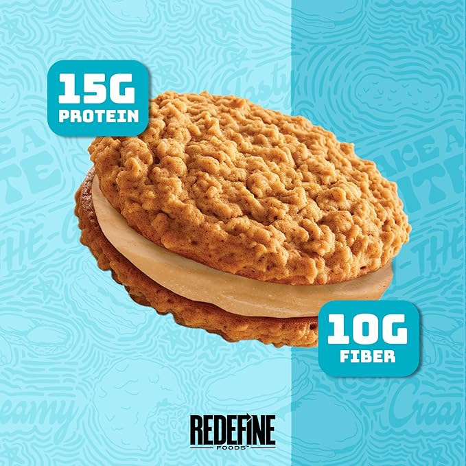 Redefine Foods Oatmeal Protein Pie SKIPPY Peanut Butter - 8 Count - 15g of Protein Per Serving - Non-GMO