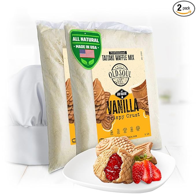 OldSoul Professional Taiyaki Waffle Mix | Crispy | Vanilla Flavor | 10 Lbs | 168 Waffles (10 Lbs Traditional)