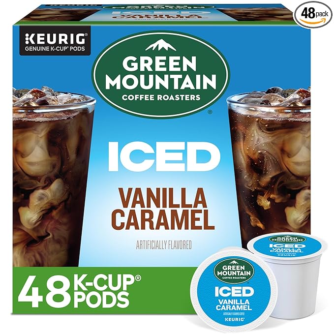 Green Mountain Coffee Roasters ICED Vanilla Caramel Single Serve Keurig K-Cup Pods Flavored Iced Coffee 48 Count