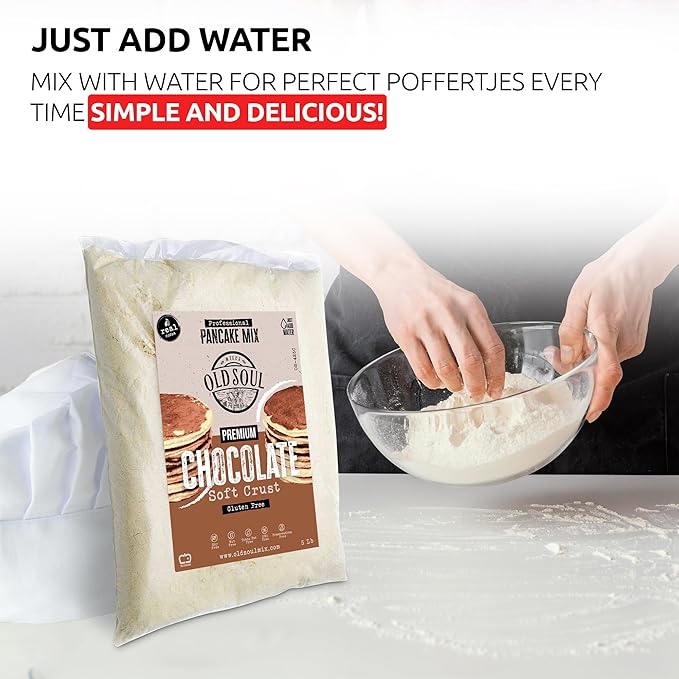 OldSoul Poffertjes Batter Mix | GLUTEN FREE | Chocolate Dough Mix | 10 Lbs | 1400 Mini Dutch Pancakes (10 Lbs Gluten Free)