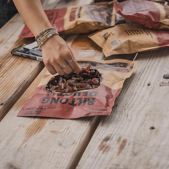 Biltong Depot Original Beef Biltong Slices with Fat – 1lb (16oz) | Air-Dried Beef Jerky Snack | High Protein | Zero Sugar | Keto &amp Paleo Friendly | Gluten Free | No Artificial Preservatives | No M