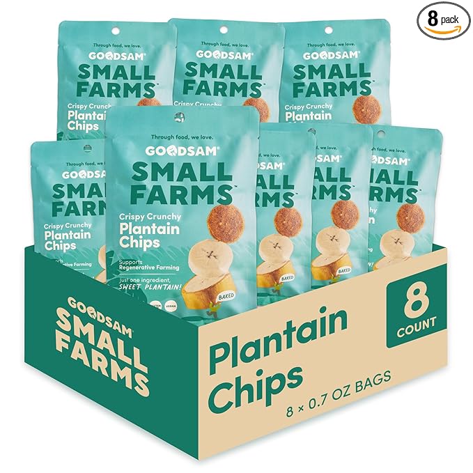 GoodSAM Small Farms Baked Sweet Plantain Chips Pack of 8 Simple Ingredient Fruit Chips
