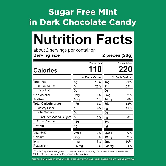 RUSSELL STOVER Sugar Free Dark Chocolate Mint Patties Candy 2 oz. bag (Pack of 10)