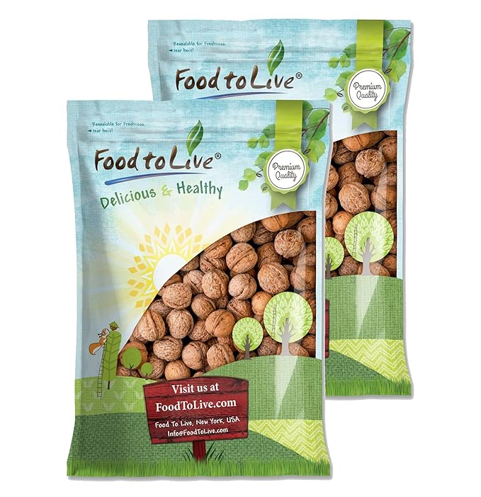 Food to Live Jumbo Walnuts in Shell 10 Pounds — California Chandler Variety. Rich in Omega-3s and Antioxidants. Keto-Friendly Fresh Raw Kosher
