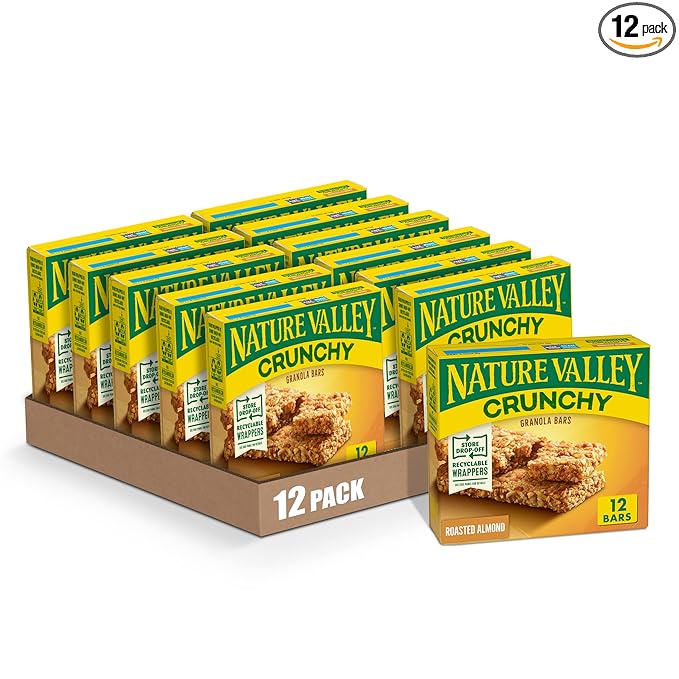 Nature Valley Crunchy Granola Bars Roasted Almond 1.49 oz 6 ct 12 bars (Pack of 12)