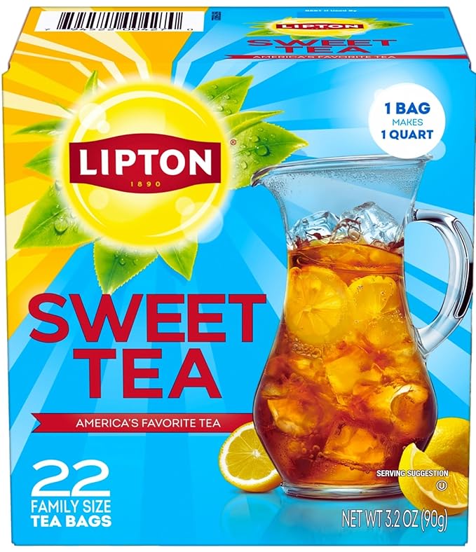 Lipton Family-Sized Black Iced Tea Bags Southern Sweet Tea 22 ct (Pack of 6)