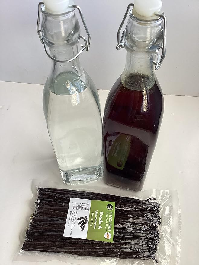 8oz Vanilla Beans Grade A Tahitian 6-7 Bulk (1/2Lb) for Extract Cooking and Baking by FITNCLEAN VANILLA| 0.5 Pound Fresh Gourment Natural Raw NON-GMO Whole Pods.