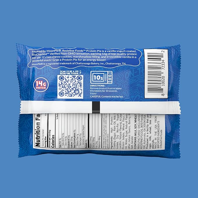 Redefine Foods Protein Pie MoonPie Vanilla - 8 Count - 14g of Protein Per Serving - Non-GMO