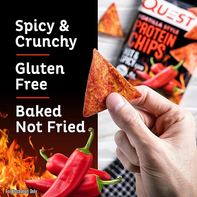 Quest Hot &amp Spicy 19g Protein Tortilla Chips 12 Count &amp Cookies &amp Cream 18g Hero Protein Bars 12 Count