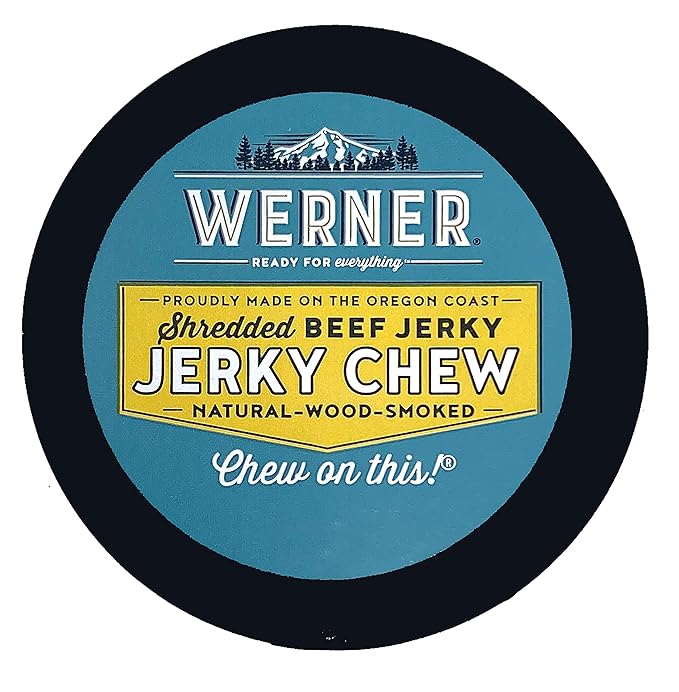 Werner Beef Jerky Chew - Premium Tender Beef Shredded and Mixed with Fresh Spices - .32 Ounce Each Can - 12 Cans Total