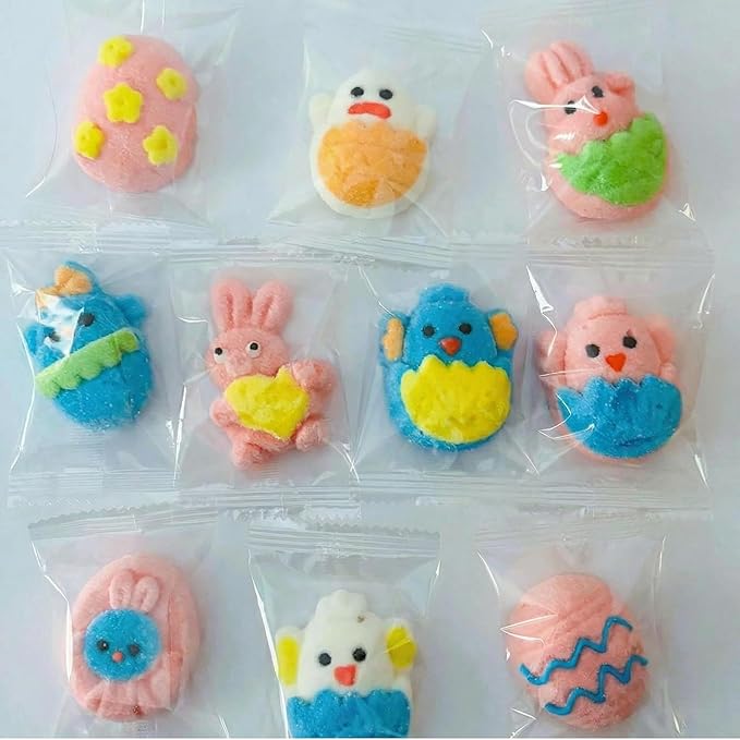 Easter Marshmallow Gummies - 10 Fun Designs 12-Pack Total 120 Individually Wrapped Gummies - Gluten-Free &amp Dairy-Free Perfect for Egg Hunts