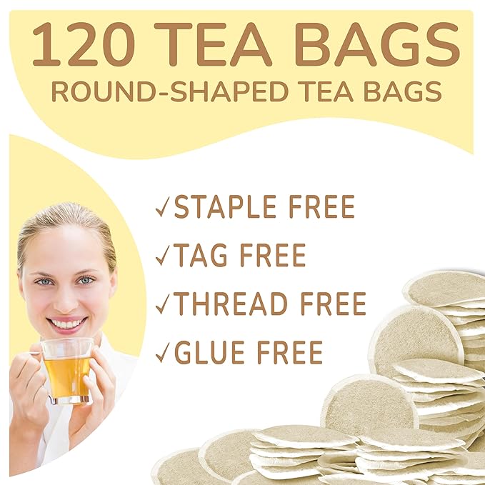 BREWIX Chamomile Tea (120 Round Tea Bag) | Eco-Conscious Tea Bags | Stress Relief Relaxing Calming Supports Healthy Digestion | Caffeine Free | Premium Natural Camille Tea | Herbal Tea