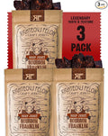 Righteous Felon Beef Jerky - Bourbon Franklin Flavor - All-Natural Bourbon Jerky - Locally Sourced &amp Dried Beef - Low-Sugar High-Protein Healthy Snacks - 2 Ounces Each Pack of 3