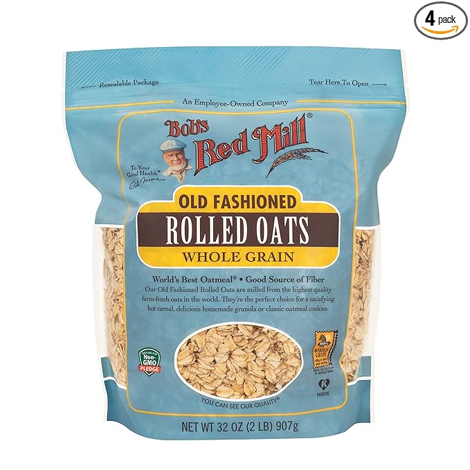 Bob's Red Mill Resealable Old Fashioned Regular Rolled Oats 32 Ounce (Pack of 4)