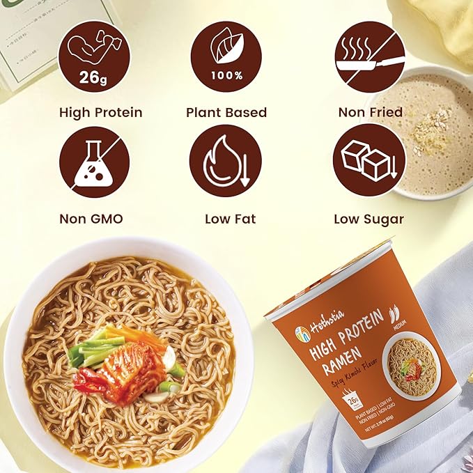 Hethstia High-Protein Ramen Cups &amp Konjac Shirataki Noodle Soup Cups 14 Pack – Pho Spicy Tom Yum Red Curry &amp Laksa Plant-Based Ready-to-Eat Meals