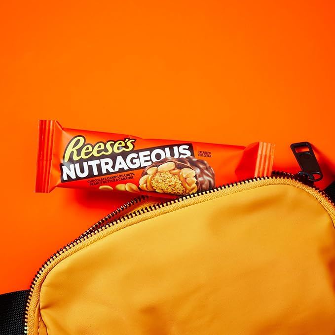 REESE'S NUTRAGEOUS Chocolate Peanut Butter Caramel and Peanut Candy Bars 1.66 oz (18 Count)