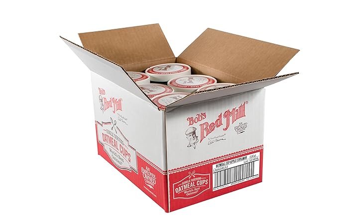 Bob's Red Mill GF Oatmeal Cup Apple &amp Cinnamon 2.36 Ounce Cup (Pack of 12) - Non-GMO Whole Grain Kosher