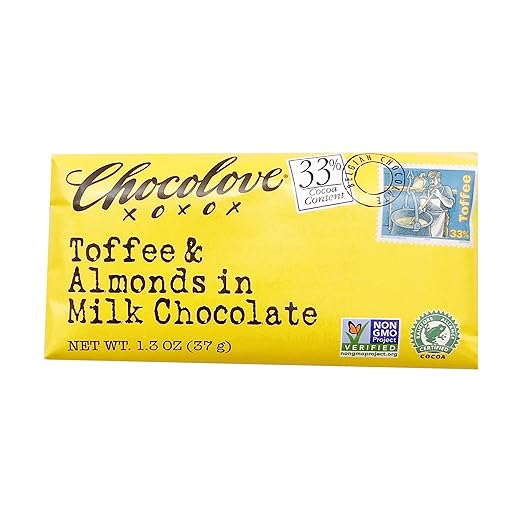 Chocolove Toffee and Almond Milk Chocolate Mini Bar 1.3-Ounces (Pack of 12)