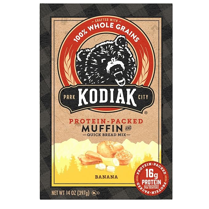 Kodiak Cakes Muffin Baking Mix Banana High Protein 100% Whole Grains (Pack of 6)