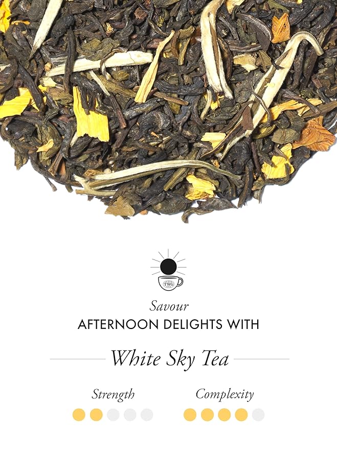TWG Tea | White Sky Tea | White Tea | Ylang Ylang Flowers | 15 Hand Sewn Cotton Tea Bags | Gift Set