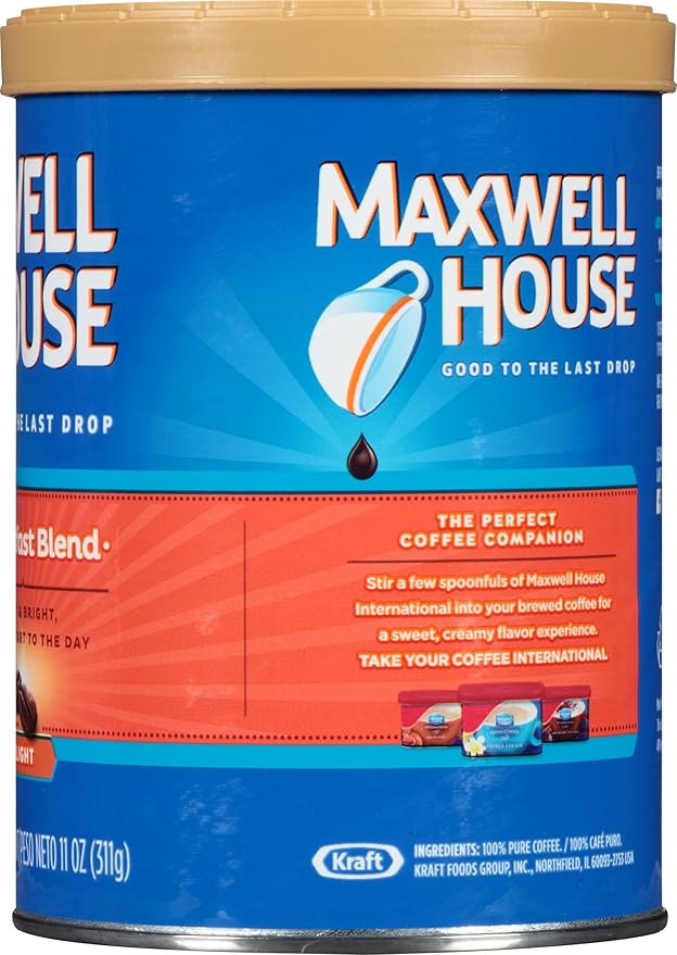 Maxwell House Breakfast Blend Light Roast Ground Coffee (11 oz Canisters Pack of 3)