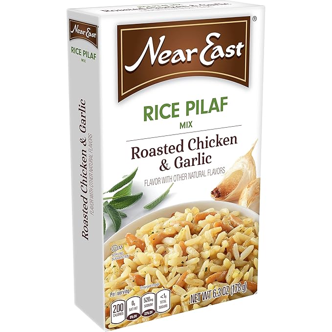 Near East Rice Pilaf Mix Roasted Chicken &amp Garlic 6.3oz Boxes (12 Pack)