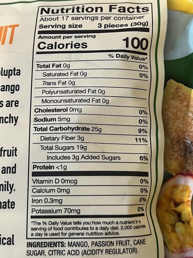 Nutrition by Nature Mango Passion Fruit Squares Chewy and Crunchy Real Fruit Plant-Based Gluten Free Non-GMO Individually Wrapped 18 oz (Pack of 1)