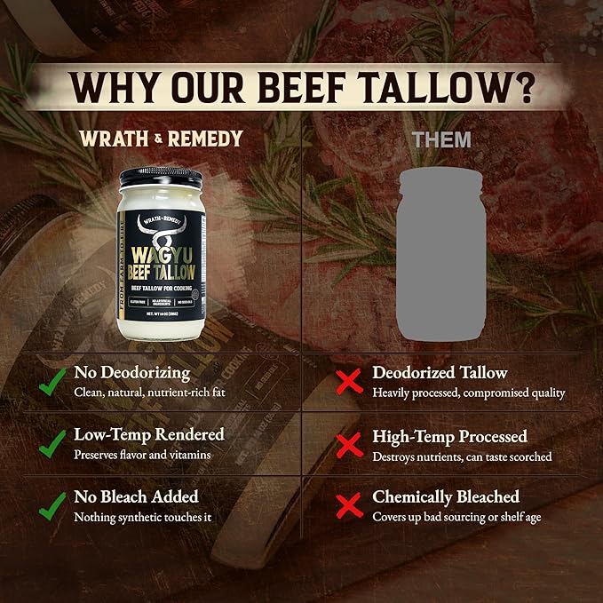 Wagyu Beef Tallow for Cooking (14 oz) — US-Made 100% Pure Wagyu Tallow Rich Umami Flavor — Premium Beef Tallow for Frying Searing Baking(S.P ~400°F) — Keto Paleo Carnivore Friendly– No Additives