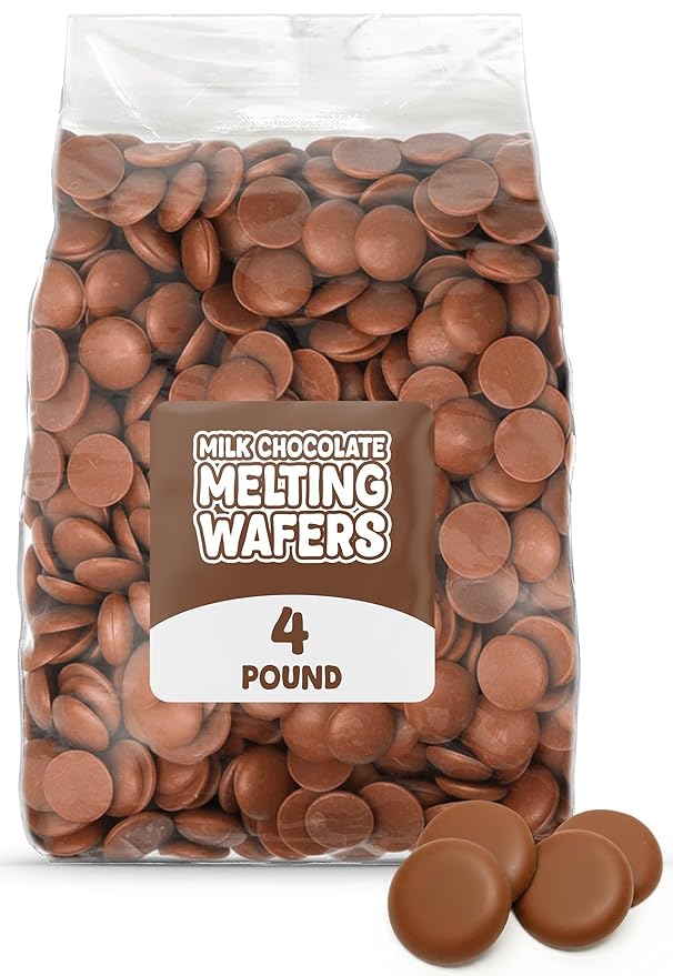 4 LB Resealable Bag Milk Chocolate Lite Cocoa Melting Wafers Easy Melt Candy Coating Chocolate for Baking Cake Pops Candy Making Dipping Decorating No Tempering Required Bulk Holiday Supplies