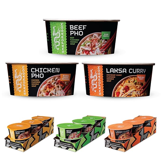 Snapdragon Chicken Pho Pho Laksa Curry Instant Noodles Bundle