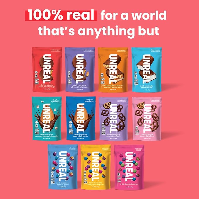 UNREAL Dark Chocolate Peanut Butter Cups (3 Value Size Bags) | Vegan 5g Sugar | Gluten Free Fair Trade Non-GMO | 9.5oz each