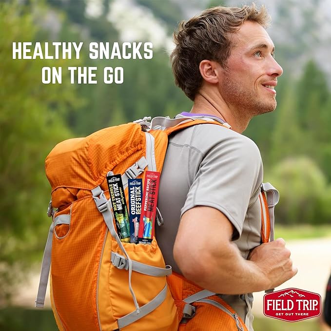 Field Trip Grass Fed Pepperoni Jerky Snack Sticks Keto Paleo Gluten Free Allergy Friendly Snack High Protein 100 Calorie Snack 1oz 10 Pack