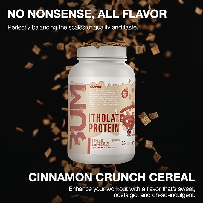 RAW Whey Protein Powder Isolate Cinnamon Crunch (CBUM Itholate Protein) - 100% Grass-Fed Sports Nutrition Powder for Muscle Growth &amp Recovery - Low-Fat Low Carb Naturally Flavored - 25 Servings
