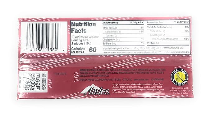 Andes Candies Chocolate Variety Pack of 4 Flavors: Peppermint Crunch Toffee Crunch Cherry Jubilee Mint Cookie Crunch (4.67 oz./28 Pieces Each)