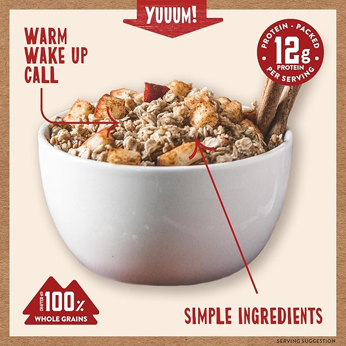Kodiak Cakes Instant Oatmeal Packets Apple Cinnamon High Protein 100% Whole Grains 6 boxes with 6 packets each (36 packets)